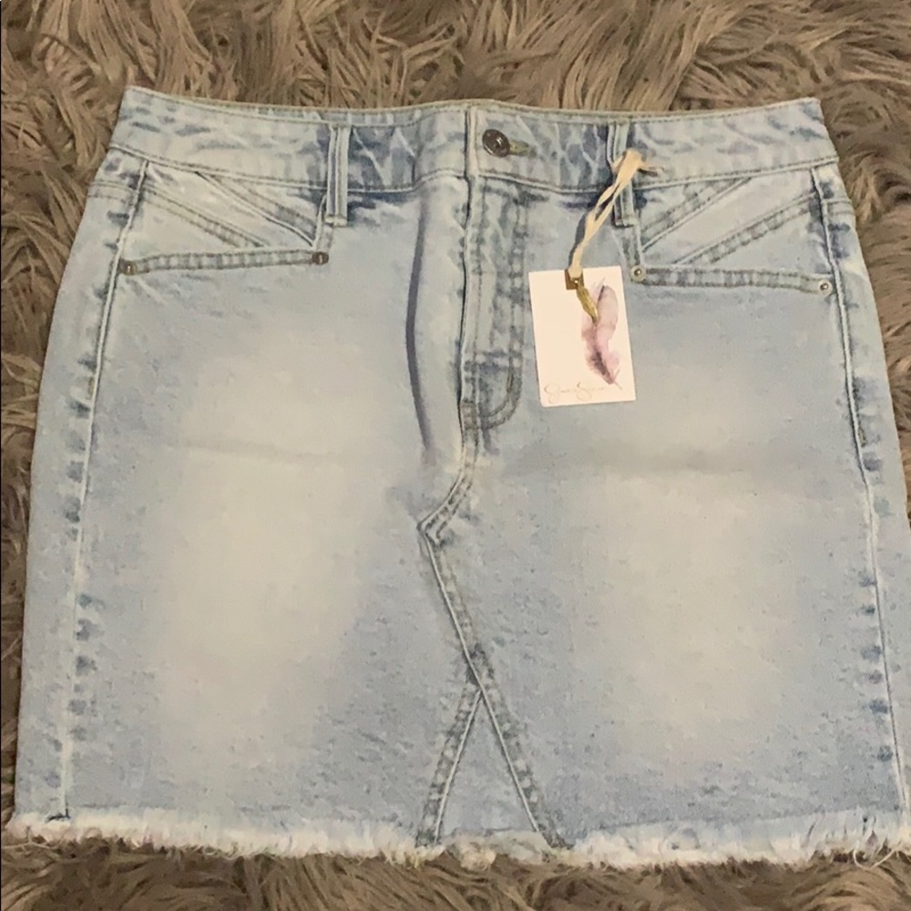 Denim stone wash Mini skirt